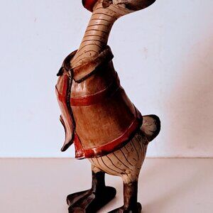Handmade Wooden Fire Duck With Hat and Fire Coat 6.75"
